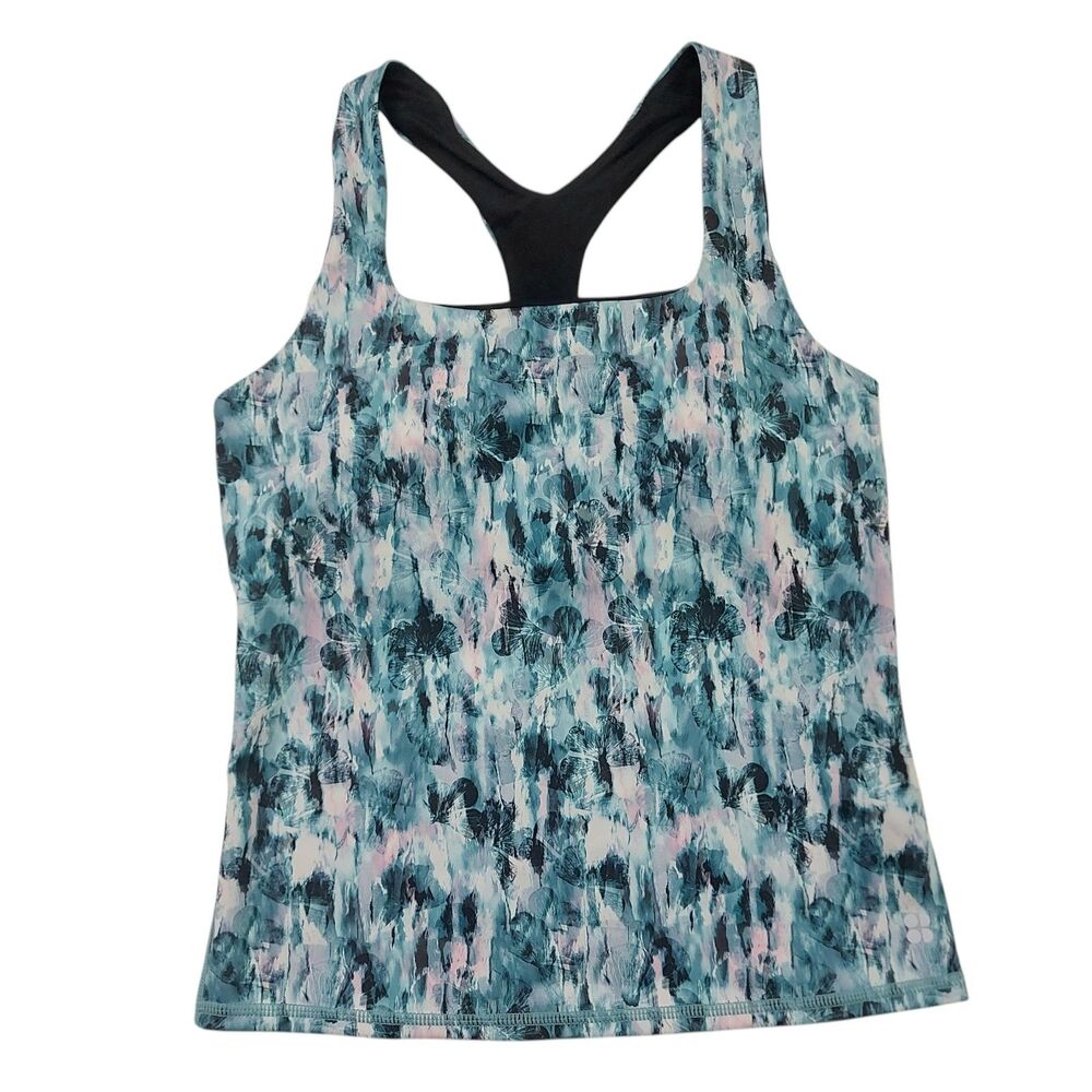 Sweaty Betty Bra Tank Womens Small Green Super Sculpt Yoga Floral Racerback Gym